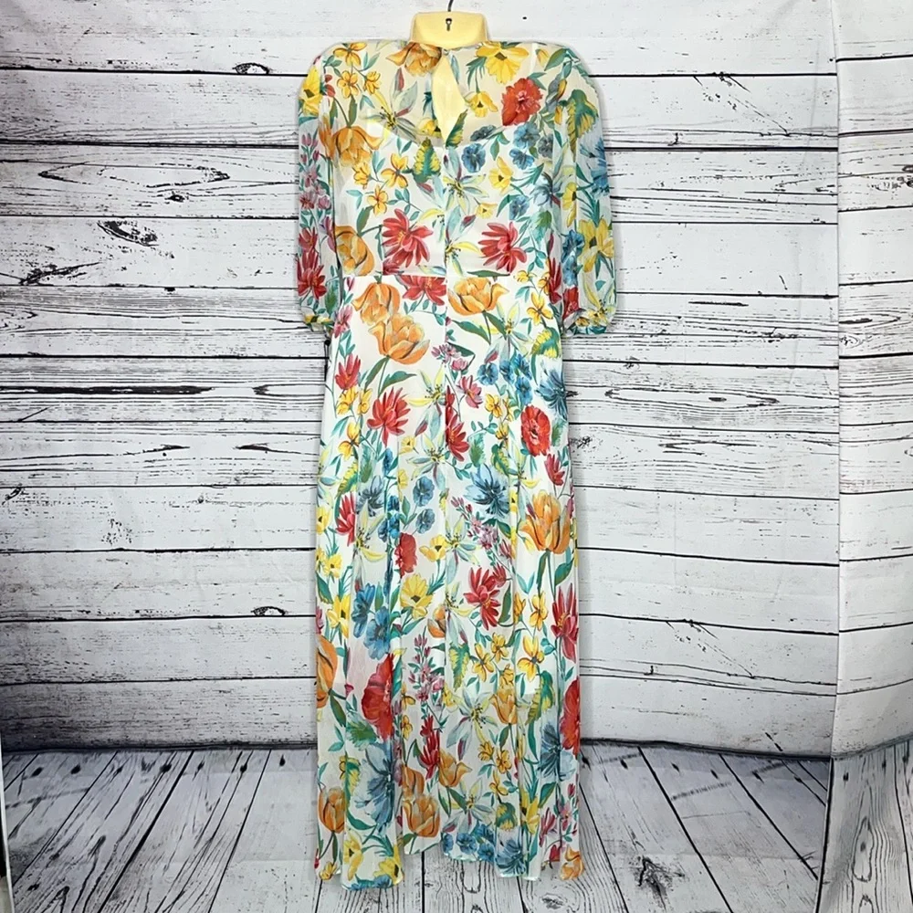 Calvin Klein NWT Size 10 Floral Print High-Low Hemline Dress - Picture 3 of 4